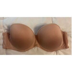 Paramour Strapless‎ Nude Beige Underwire Padded Bra, Size 38C